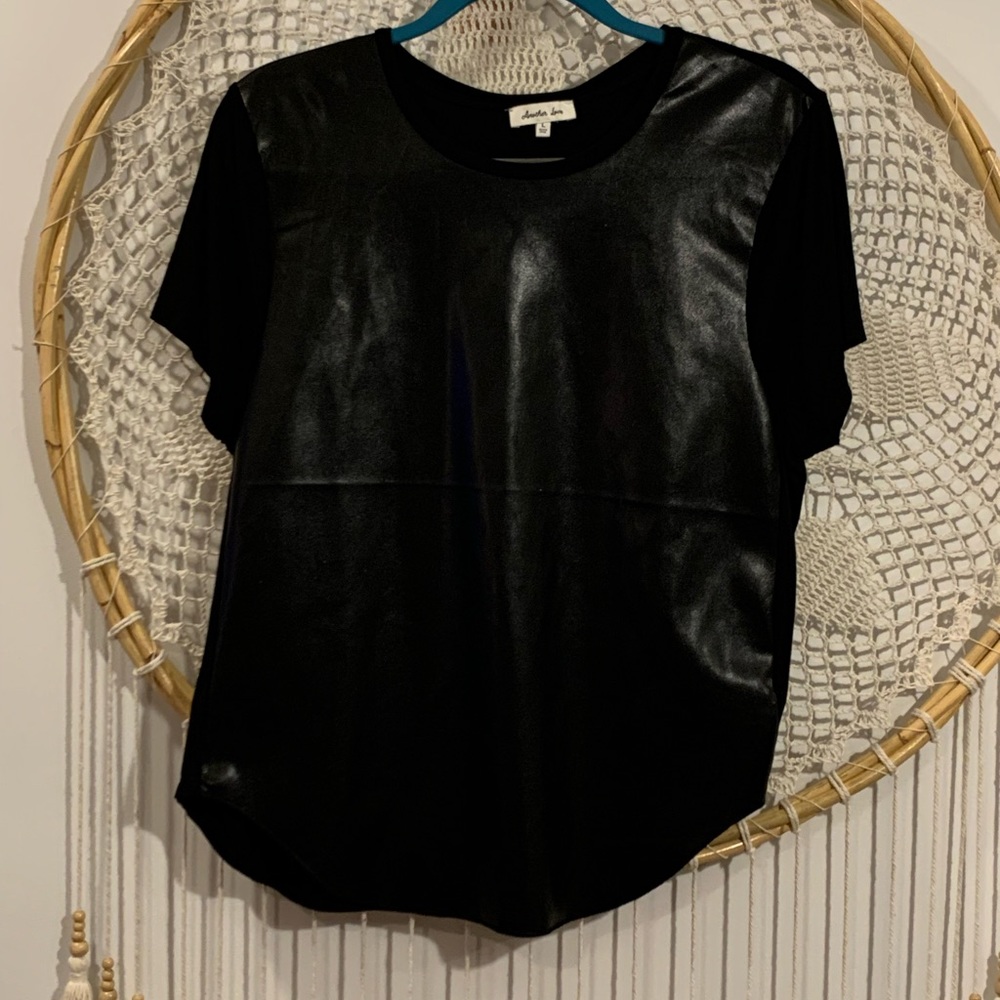 Faux leather T-shirt